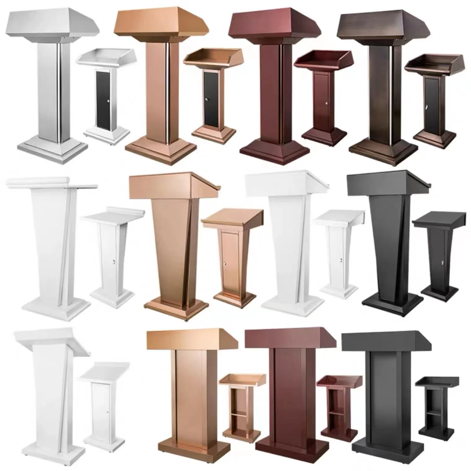 Premium Wooden Stainless Steel Speech Lectern Rostrum Pulpit Podium for Church and School furniture