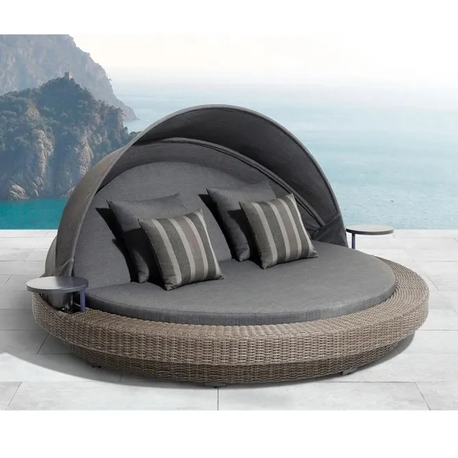 waterproof outdoor round bed aluminum beach sunbed
