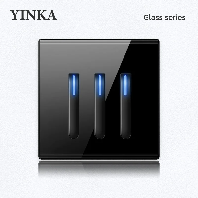 YINKA Home Wall Black Light Socket Switch New Design Electric Switches And Sockets Factory Supply Electronic Switch