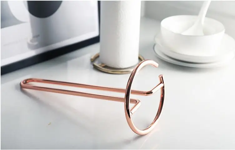 2019 Homedec kitchen tissue paper roll holder standing hand table towel holder Rose Gold