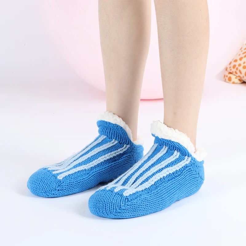 Женские короткие носки до щиколотки, разноцветные вязаные пушистые носки, носки для пола с резиновой подошвой, 2021