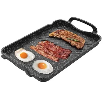 Nonstick Stove Top Griddle/Grill Double Burner Granite Griddle Pan