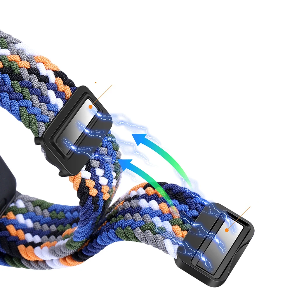 Magnetic Buckle Elastic Nylon Loop for Galaxy Fit 3 Adjustable Braided Wristband for Galaxy Fit3 smart Magnetic Braided Bracelet