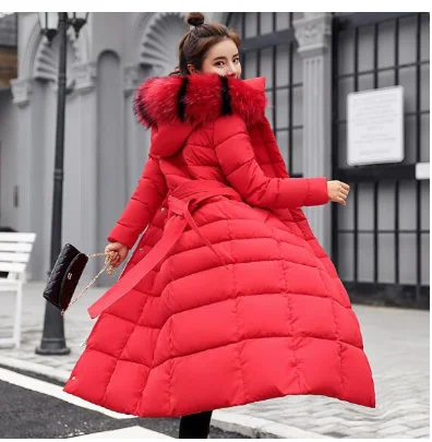 2019 high quality fur collar women long winter coat female warm wadded jacket womens outerwear parka casaco feminino inverno