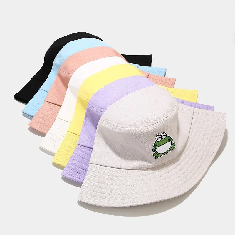 Newly Korean style Cartoon Frog Fisherman Hat Summer Outdoor Sun Protection Basin Hat Bucket Hat