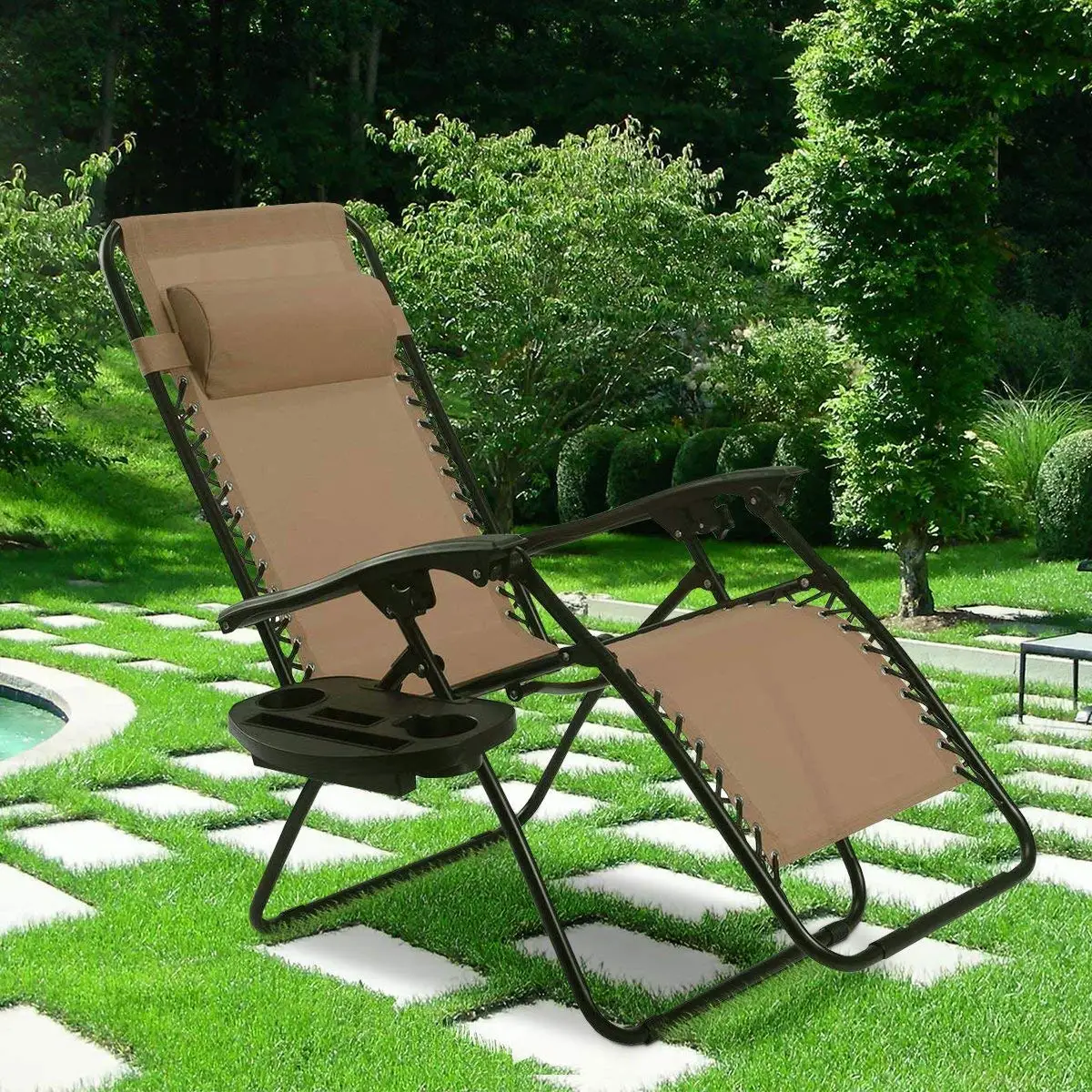Zero gravity Chair Folding Leisure Metal camping Band Style Outdoor Fabric Lounger Furniture