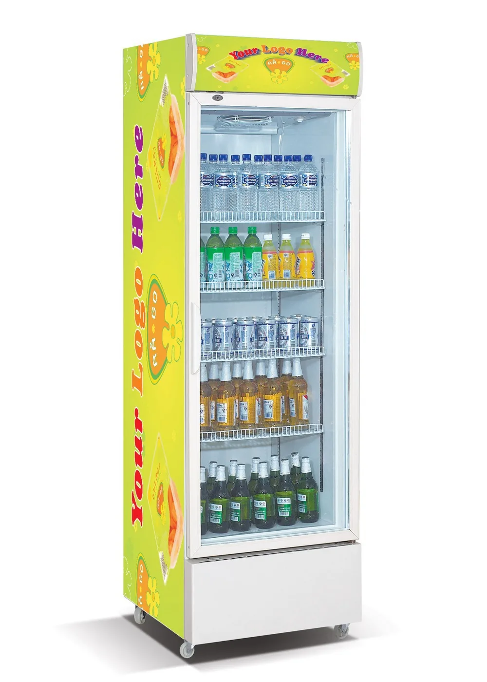 wholesale custom commercial display cake refrigerator showcase drink cooler 430L beer fridge double glass door