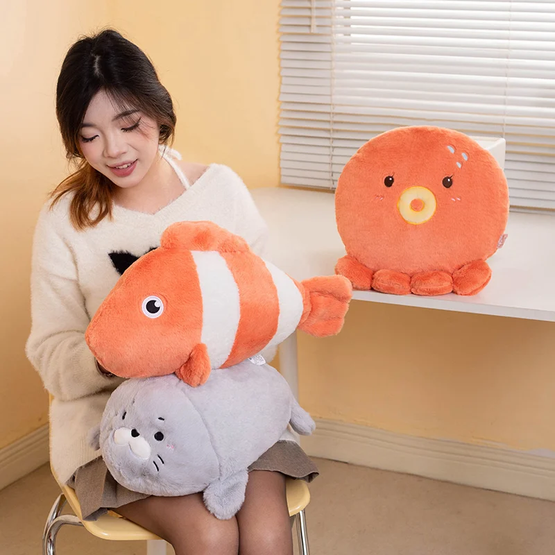 Hot selling sea lion plush sea animal soft plush pushie octopus plush toys clownfish doll for child