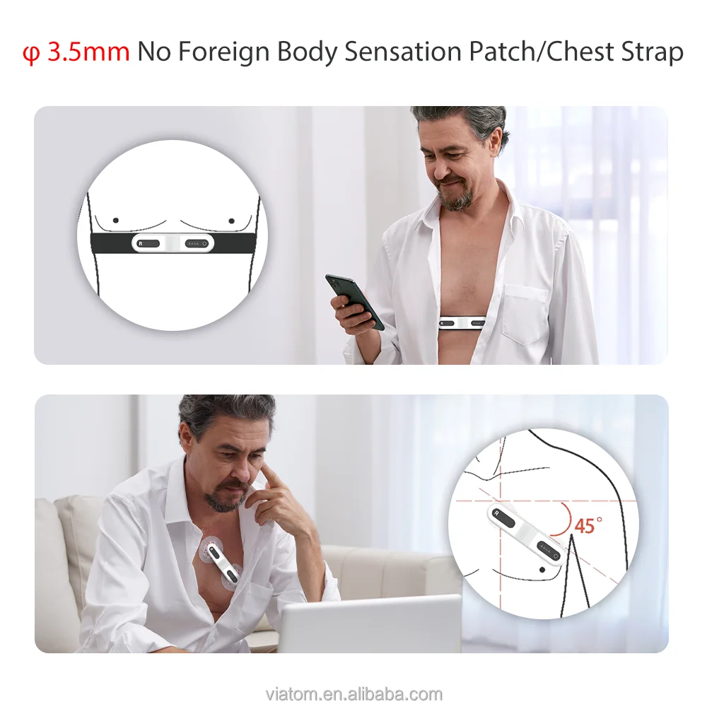 Viatom ER1-LW Single-Lead Portable Ecg Electrodes Heart Rate Monitor Chest Strap Ecg Ekg Monitor With AI-ECG Analyze