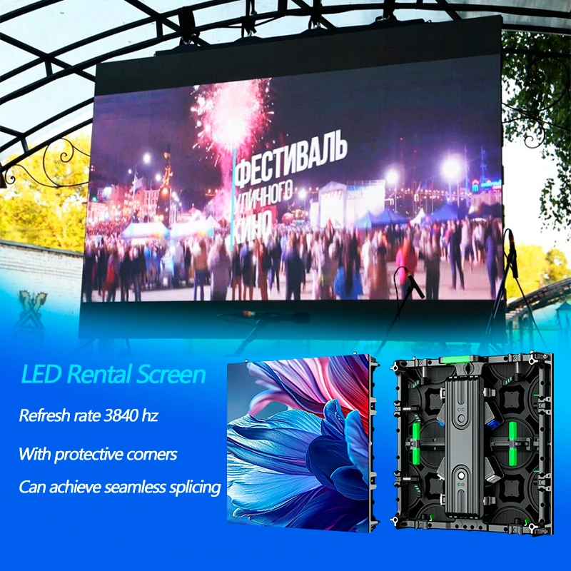 Outdoor 4K LED Display Screen 500x1000mm Video Wall Panels Complete System Concert Stage Rental Background P3.91 LED Video Wall