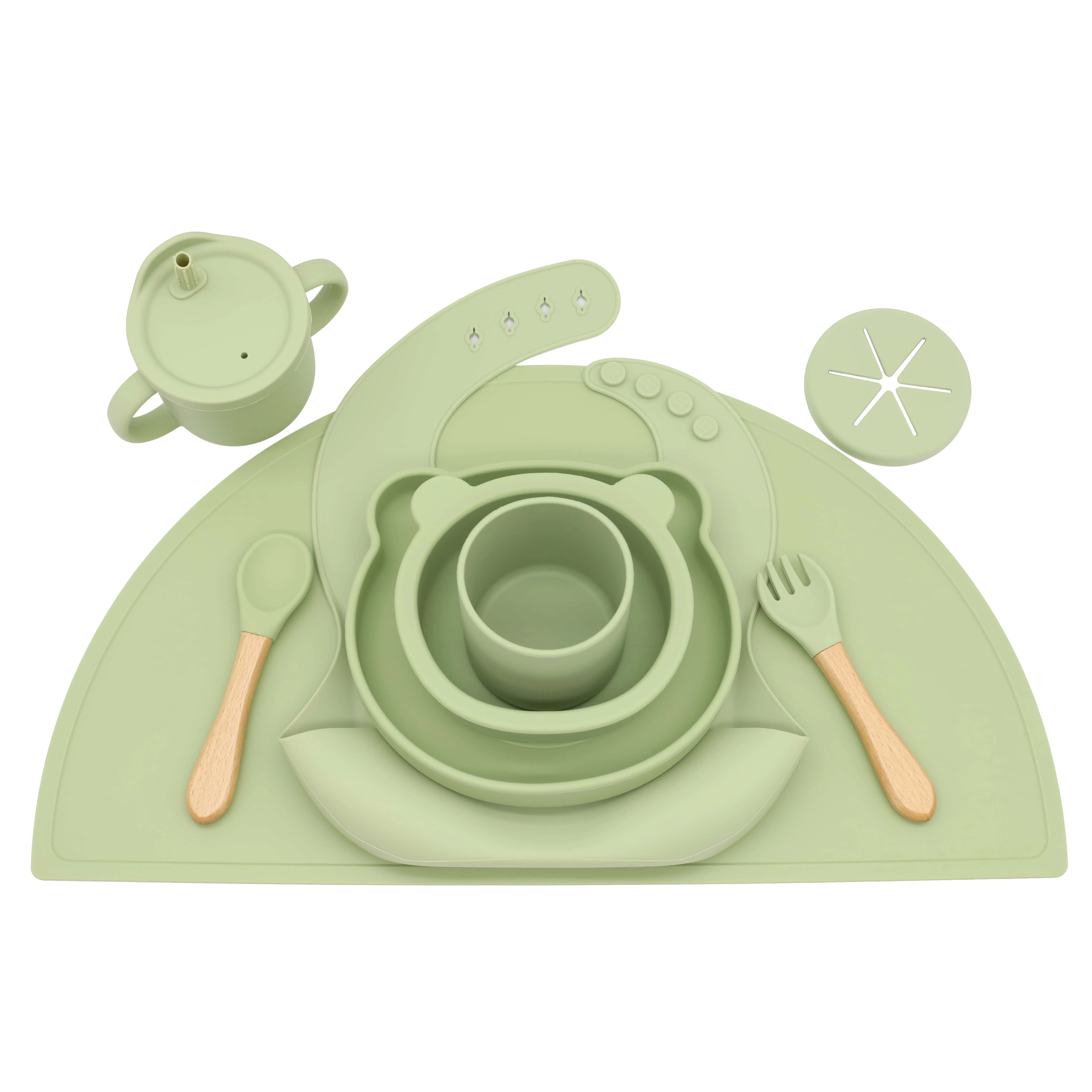 Wholesale BPA Free Eco-friendly Colorful Tableware Silicone Baby Feeding Suction Bowl With Spoon