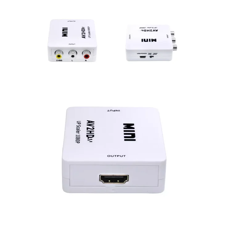 MINI RCA to HDTV converter av2hd adapter av to hd box supporting full HD 1080p with USB cable for HD Projector Set top box DVD