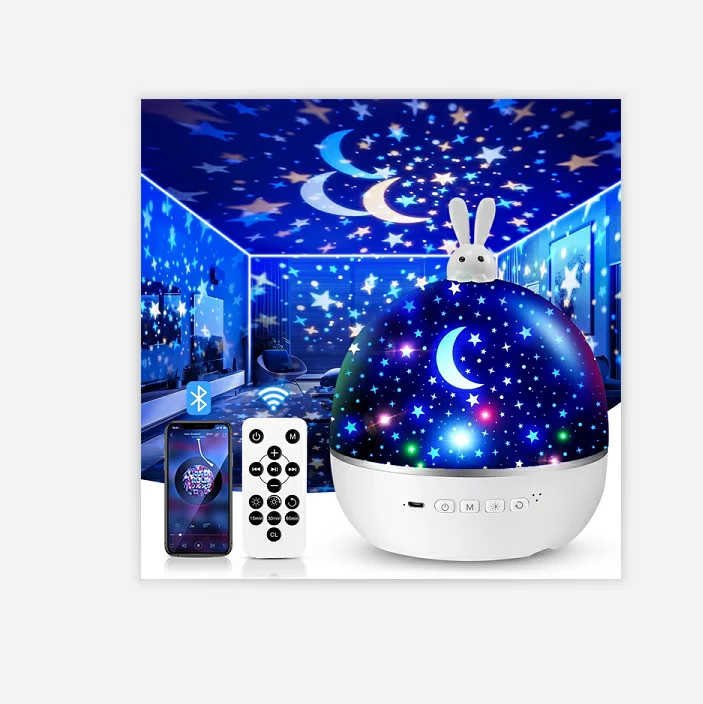 15 Films & Bluetooth Kids Night Light Projector Remote Dimmable Baby Night Light Rechargeable Timer Star Projector for Kids