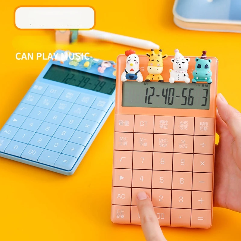 Voice calculator 12-bit large screen fashion ins wind cartoon cute solar accounting office for student