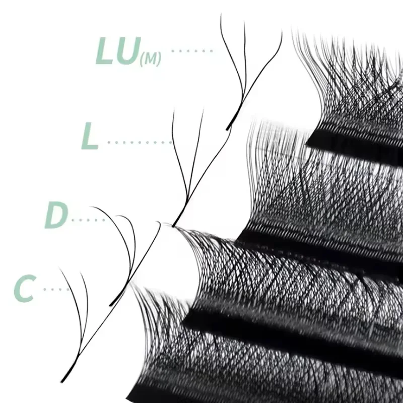 Wholesale Triple Tips W Shape Lash Extension Trays Matte Black 12rows 0.07 7-15mm C/D Volume 3D Clover Eyelashes Extension