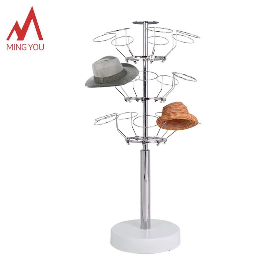 Rotatable Hats Display Stand Socks Rack Stainless Steel 360 Degree Rotating Display Promotion Clothing Store Hat Display