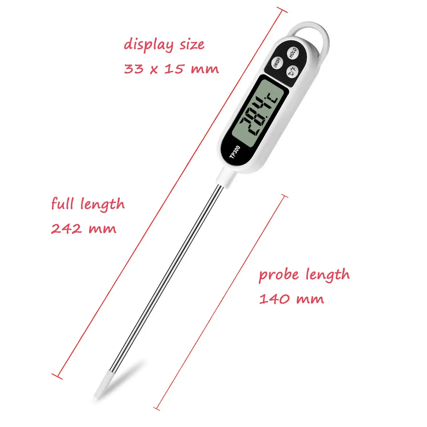 TP300 Food Thermometer Digital Meat Cooking Thermometer for BBQ Meat Sugar Milk Water Jam