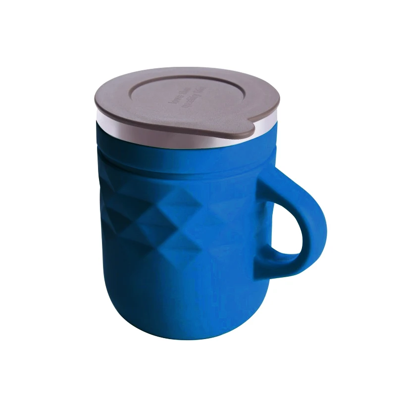 Хит продаж персонализированная бутылка для воды кофейная кружка из нержавеющей стали с вакуумной изоляцией резиновой чайная ручкой