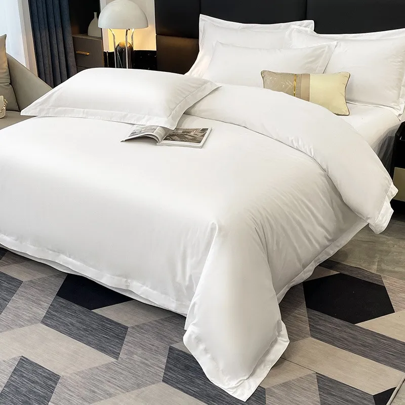 wholesale white deluxe four seasons cotton hotel quality bed linen queen king sheets for sale