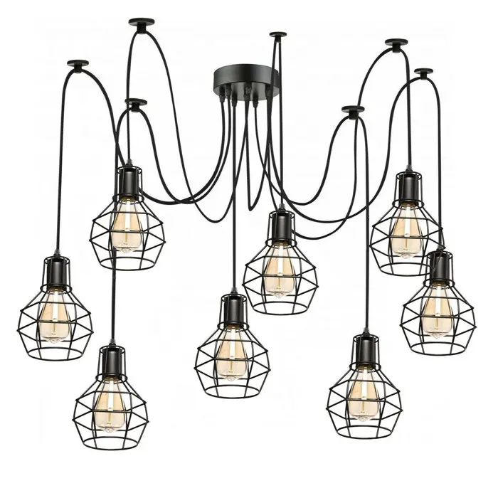 Modern Decoration Long Lighting Spider 10 Light Novelty Nordic Hanging Pendant Foyer Luxury Fixture Chandeliers Industrial Light