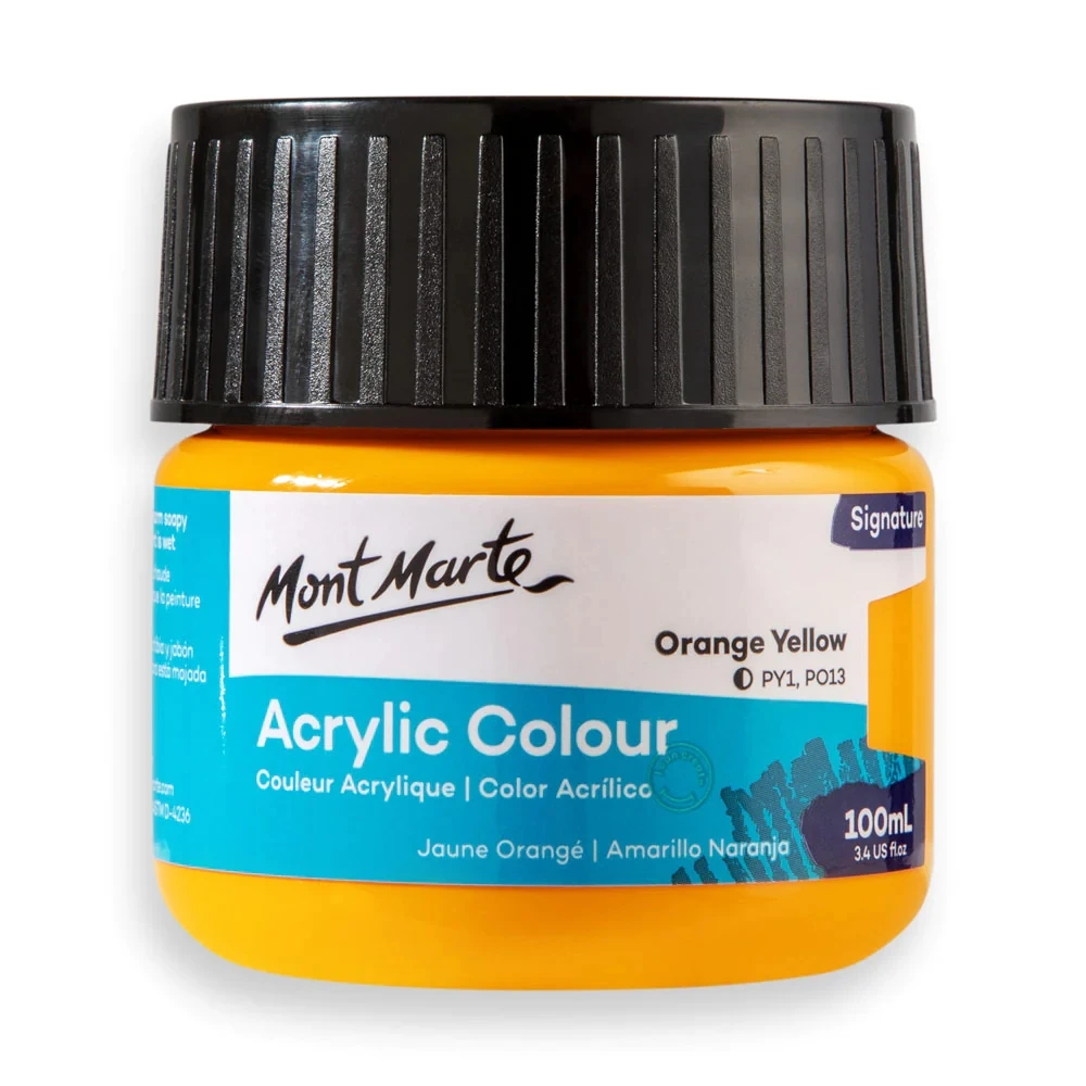 Mont Marte Acrylic Colour Paint 100ml - Orange Yellow artist acrylic paint