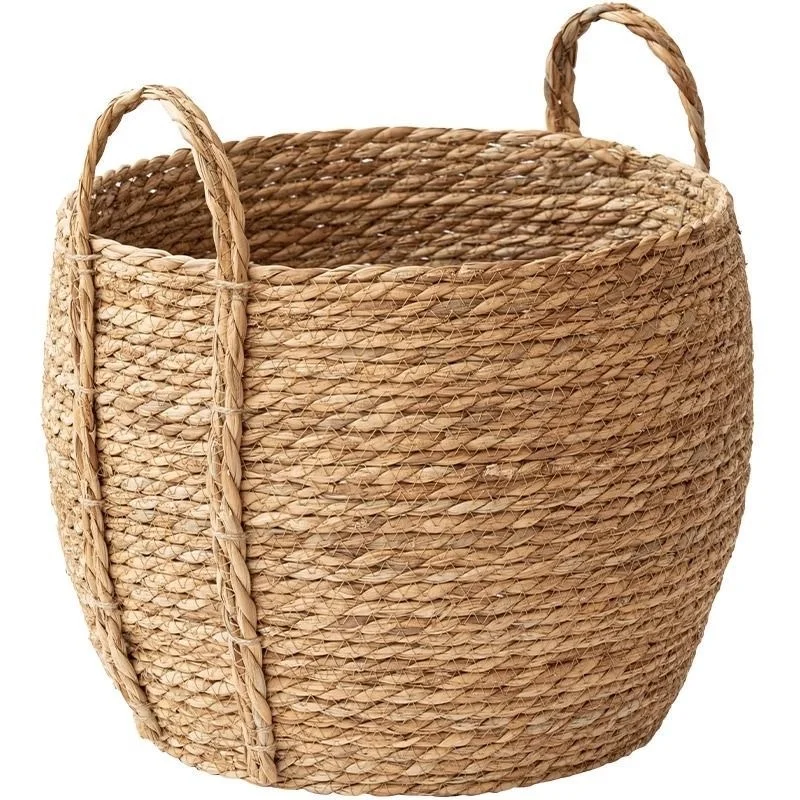 New Fashion Handmade Woven Seagrass storage basket Indoor with Handles woven craft flower basket for home hotel stotage