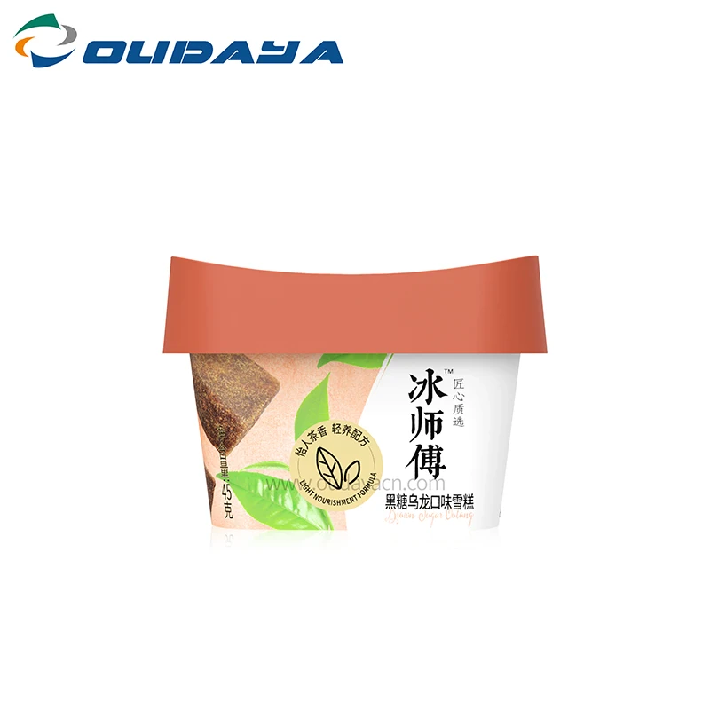 disposable plastic cup with lid spoon square 4oz pudding jelly cup ice cream cup