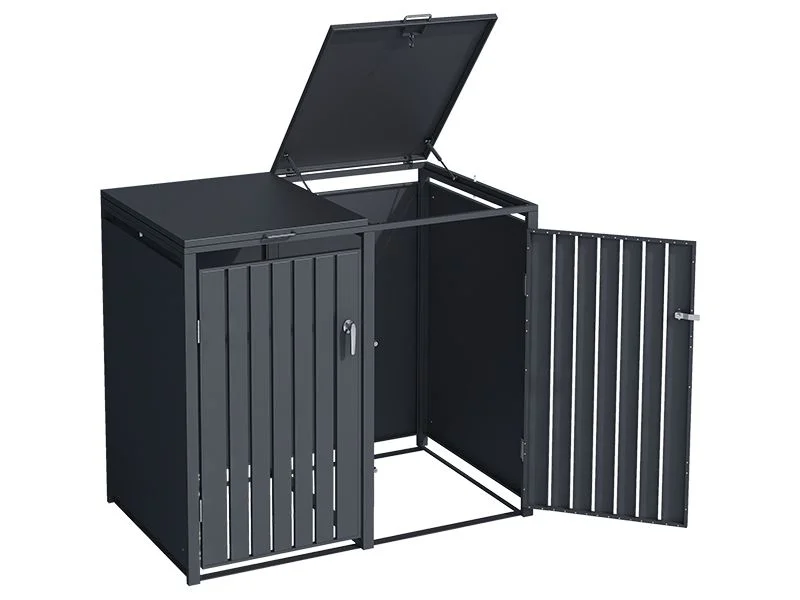 Outdoor Galvanized Steel Trash Can Enclosure  1 bin Garbage Can Storage