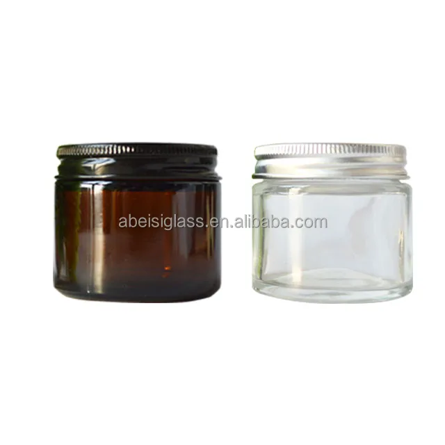 Premium 5 10 15 20 Ml 25 30 50 100 G Empty amber Cosmetic Container Amber Round Glass Jar With Lids