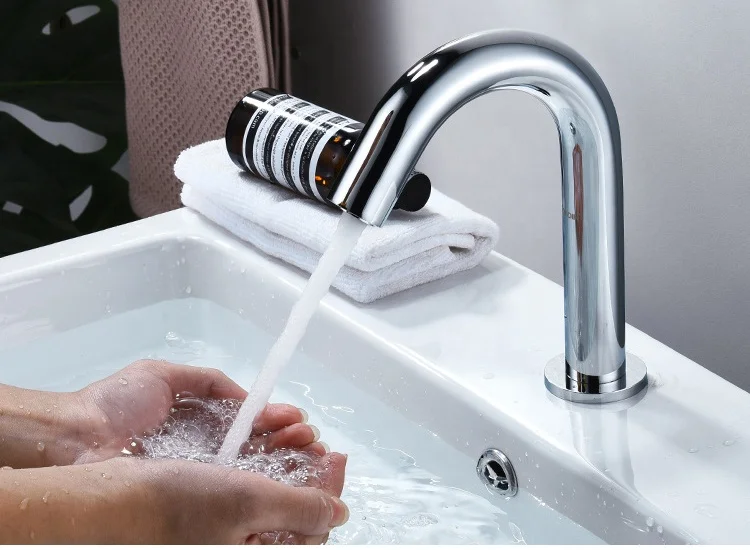 Automatic Brass Sensor Bathroom Basin Faucet Hot and Cold Mixer Water Tap Wash Sink With Automatic Sensor Faucet