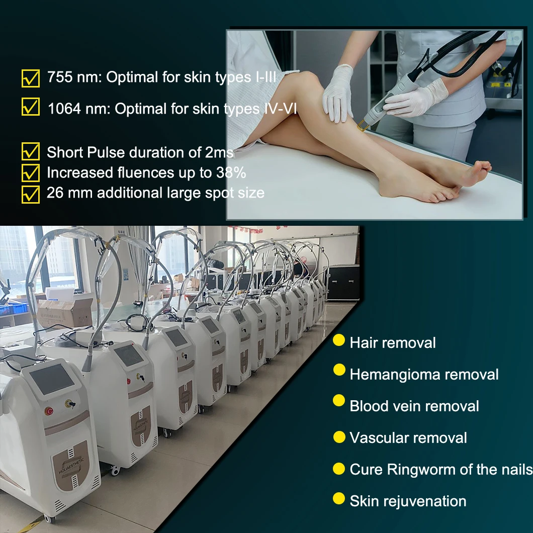 755nm Alex Laser 1064nm Long Pulse Nd Yag Hair Removal Alexandrite Laser Candle machine manufacturer price