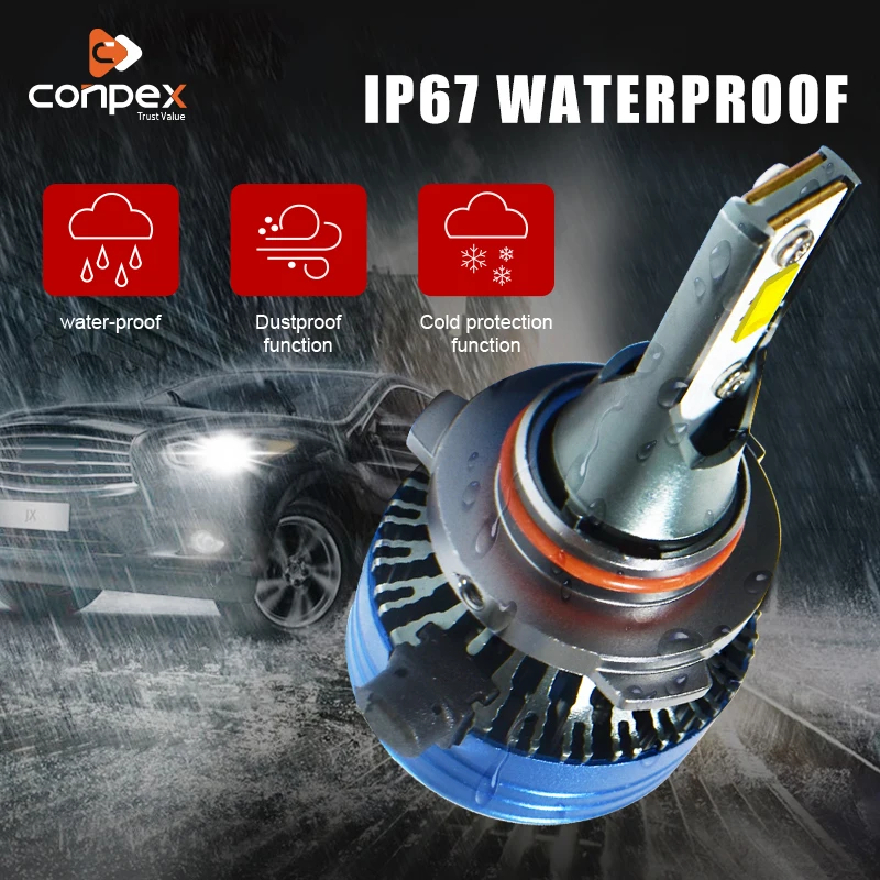 Conpex N9 12V 32W Built-in Hydraulic Fan Led Headlights Holder Auto Led Headlight IP67 CSP Chip Metal Waterproof H7 CE Rohs 2.7A