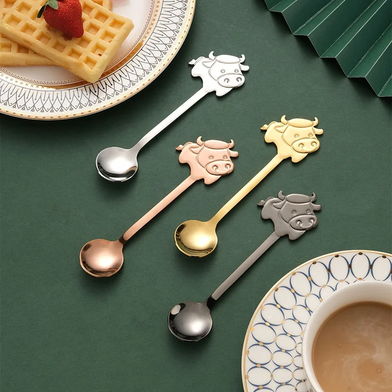 Creative Cat Design Long Handle Dessert Spoon Ice Cream Candy Teaspoon Tableware Coffee Spoon