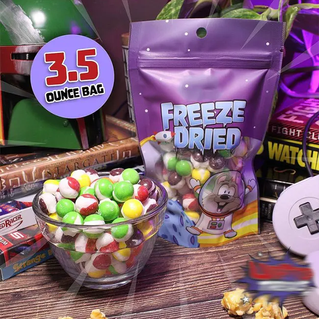 Custom Printed Ziplock Edibles Gummy Stand Up Pouches Freeze Dried Dry Candy Sweets Packaging Mylar Bags With Window