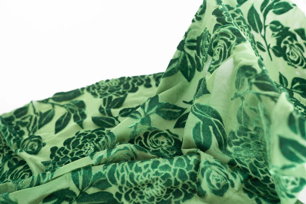 Custom made floral print velour burnout velvet embroidery dress fabric