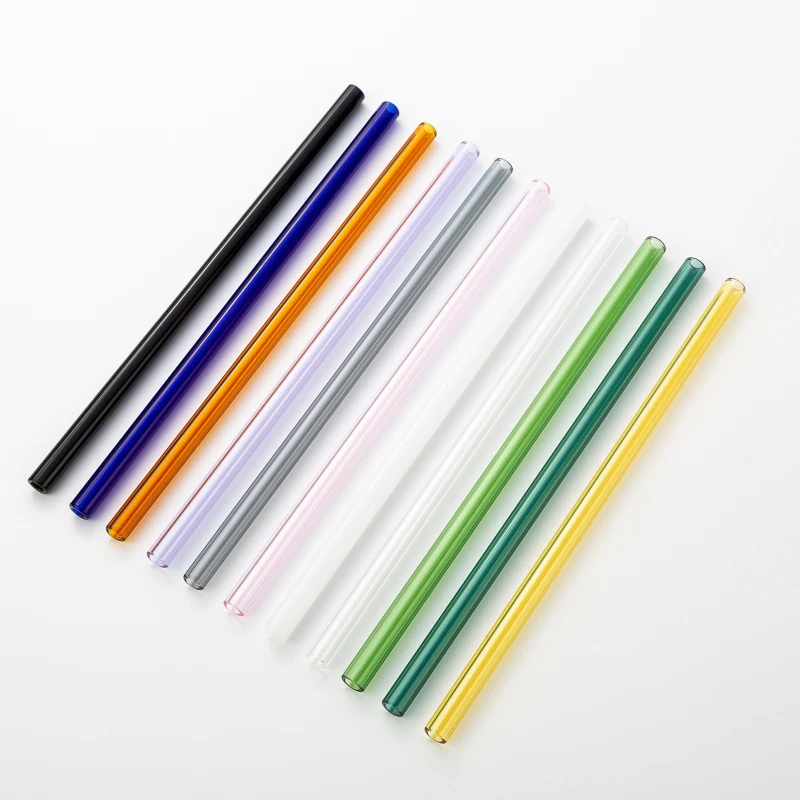 eco friendly borosilicate glass clear color straw cocktail straight bend straw