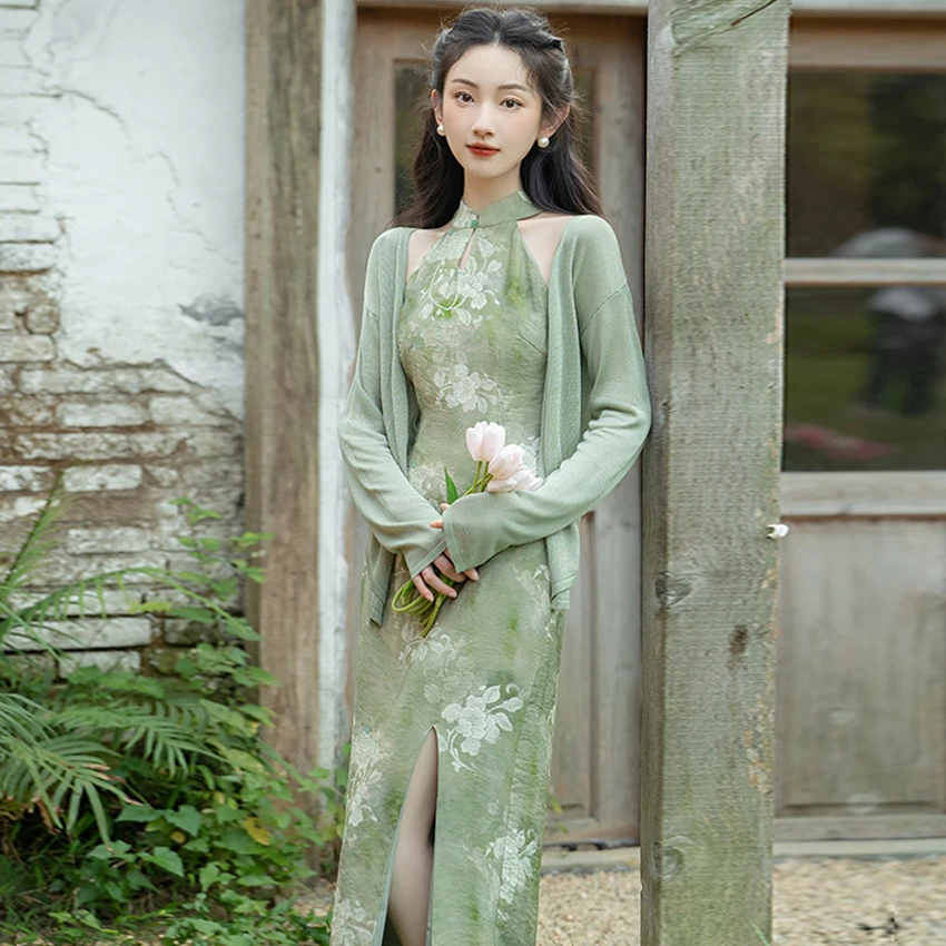 New Chinese hanging neck qipao zen dress women summer night dress for woman elegant