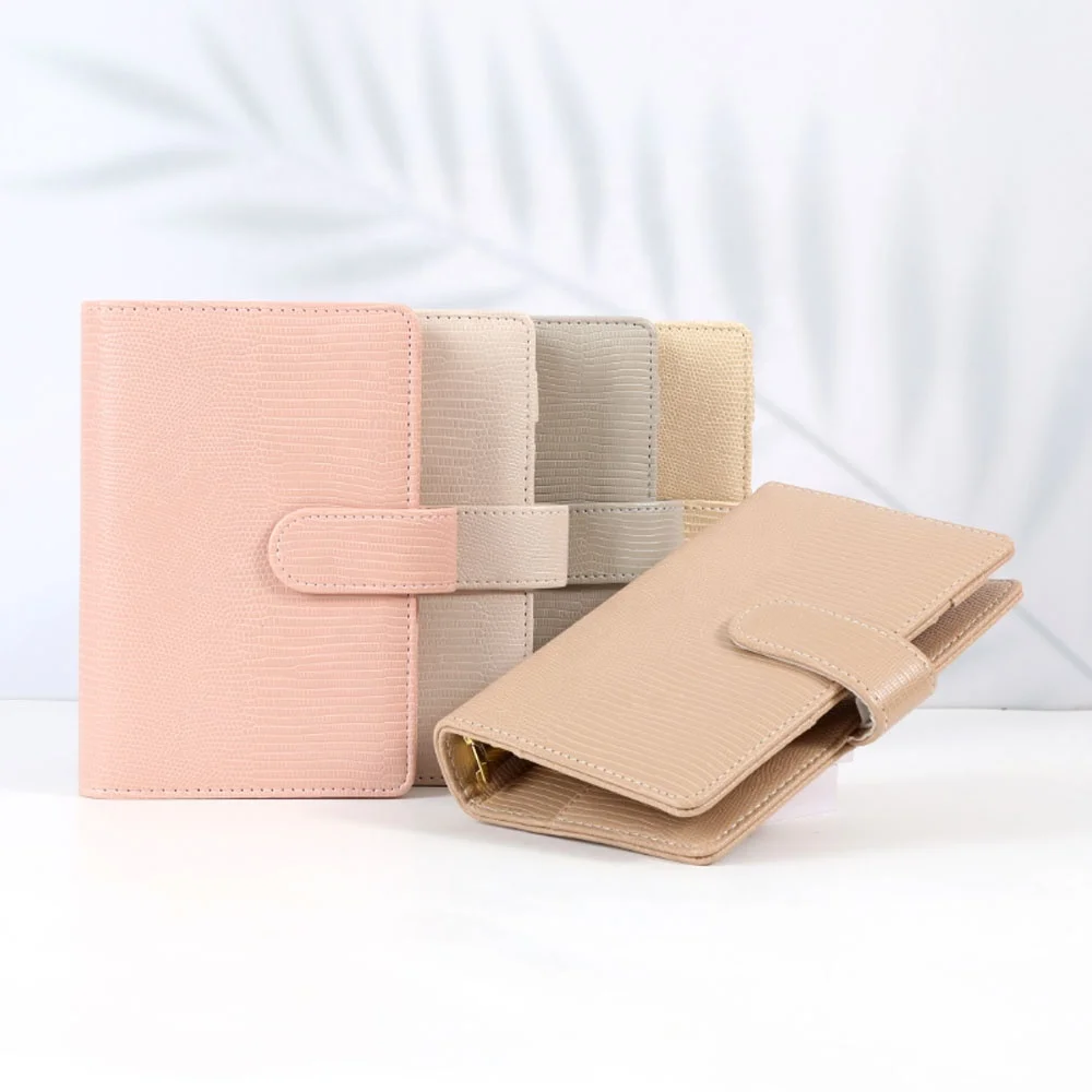 Hongbo Best Selling 10 Color 6 Gold Rings Bound A6 Lizard/Croc Leather Budget Binder Wallet as Agenda Notebook/Ringbook for Cash