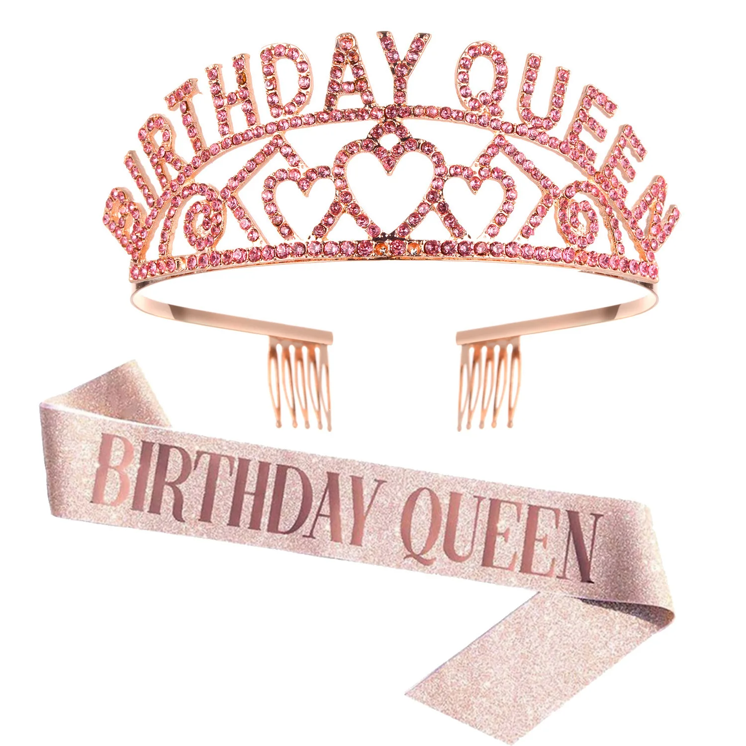 Love Shape Birthday Queen Crown Party Holiday Headdress Rhinestone Letter Crown and tiaras