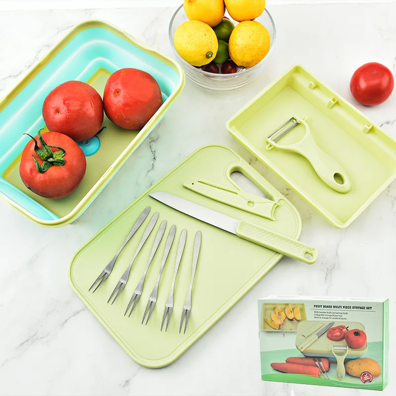 Kitchen Multifunction Vegetable Fruit Tools Plastic Foldable Collapsible Silicone Colander Chopping Cutting Board With Container