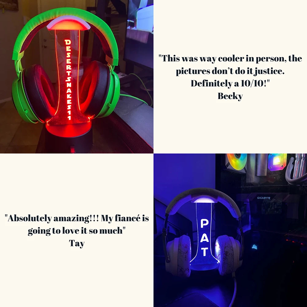 Universal Streamer Gift Custom Gamertag Light Sign Gamers Room Decor Gaming Led Acrylic Display Rgb Headphone Holder Stand