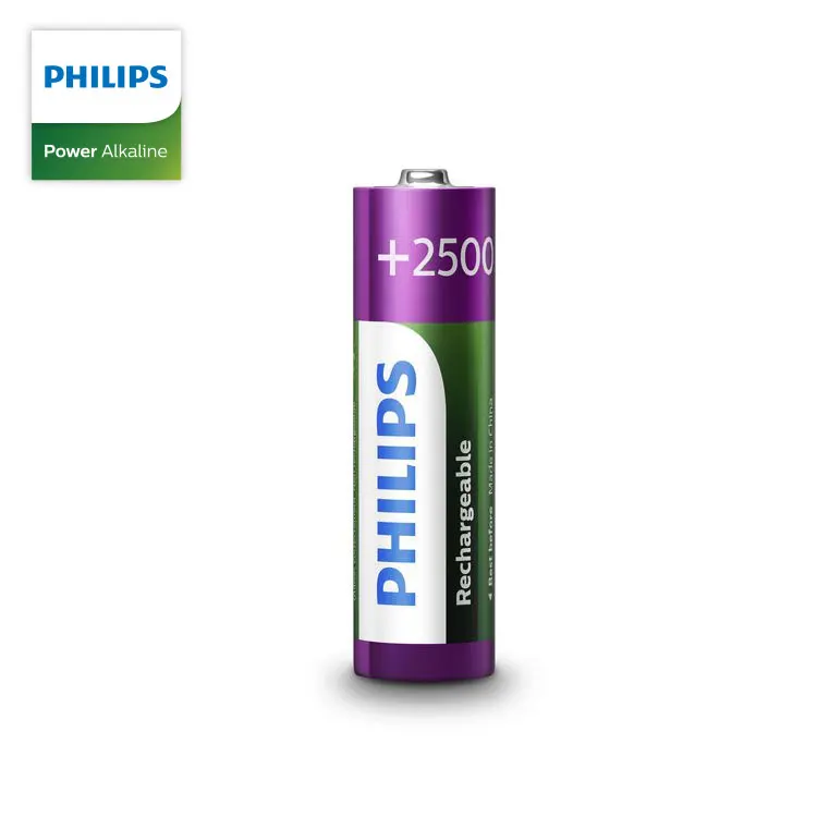 Philips long life rechargeable battery 1.2V AA 2500mah NI MH rechargeable battery