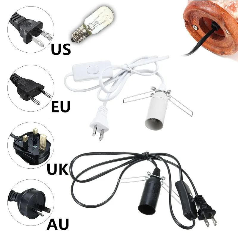 Vintage Lampholder Himalayan Salt Lamp E12 E14 Socket Electric Power Dimmer Cord Switch Edison Bulb Holder With 1.5m 2m Cable