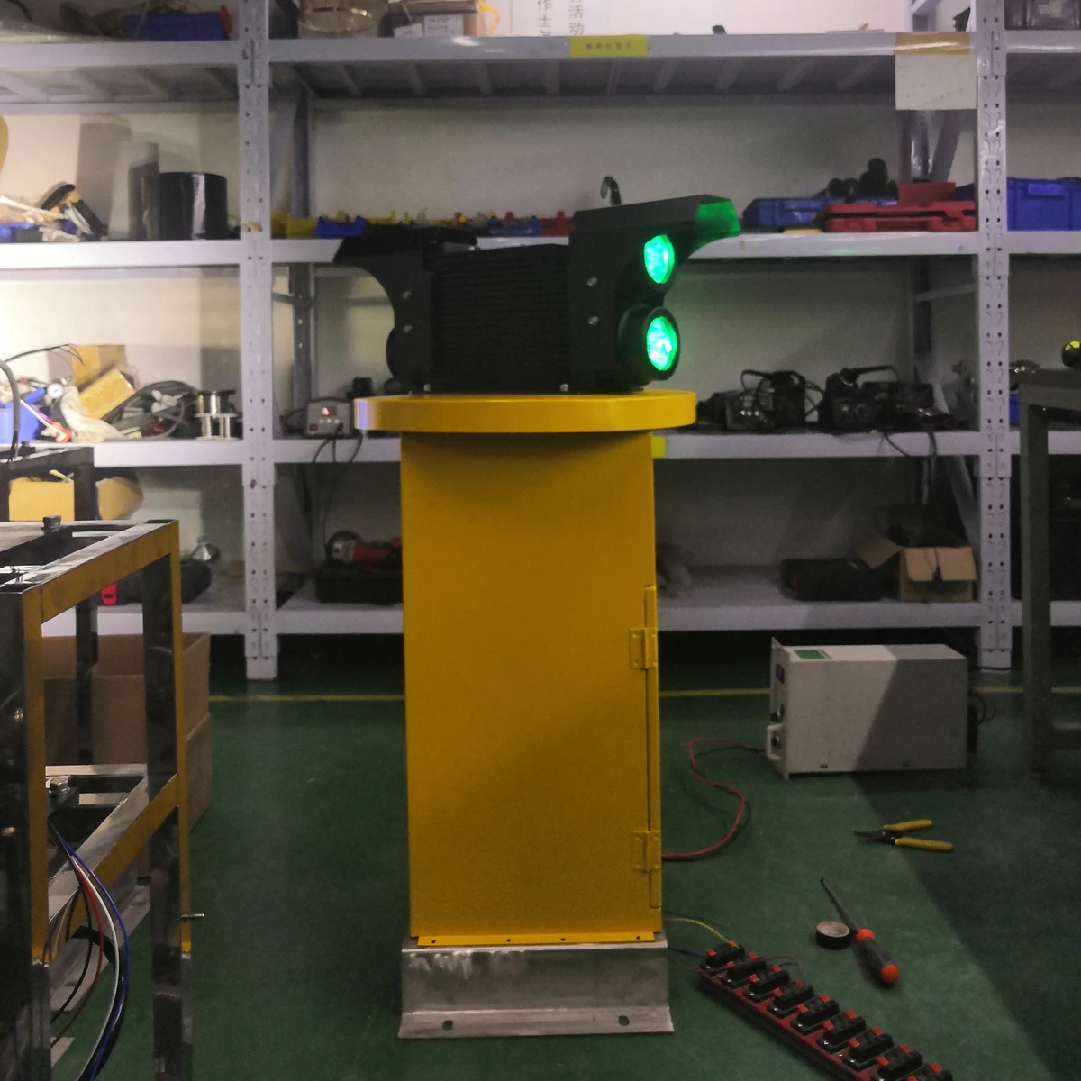 Airport LED rotating white and green flashing beacon light to mark the haradouse area in the airport