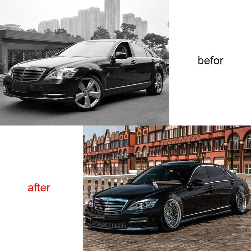 Factory Price Body Kit W221 To S63 Maybach Head Lamp Front Rear Bumper Rear Diffuser Bodykit For Mercedes S-Class W221 2007-2014