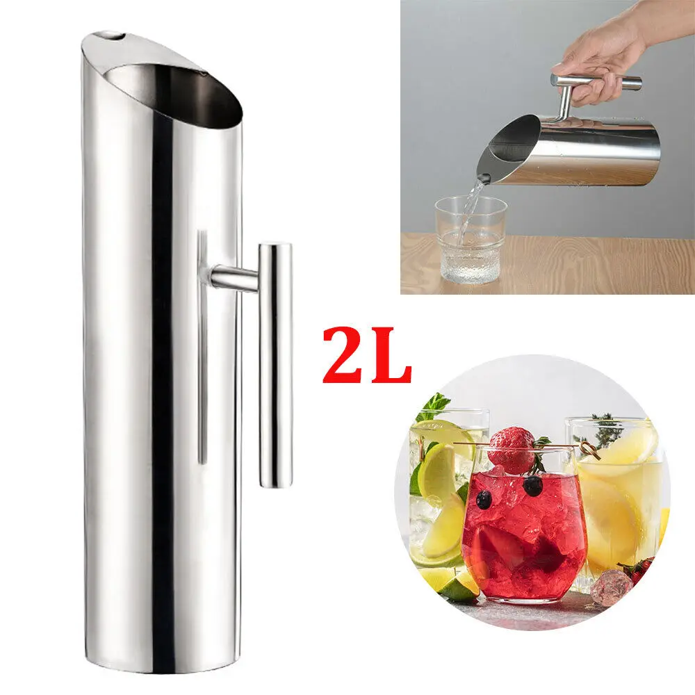 1/1.5/2L Stainless Steel Pitcher Pot for Bar Hotel KTV Restaurant Kitchen Cold Water Wine Ice Juice Water Jug kettle