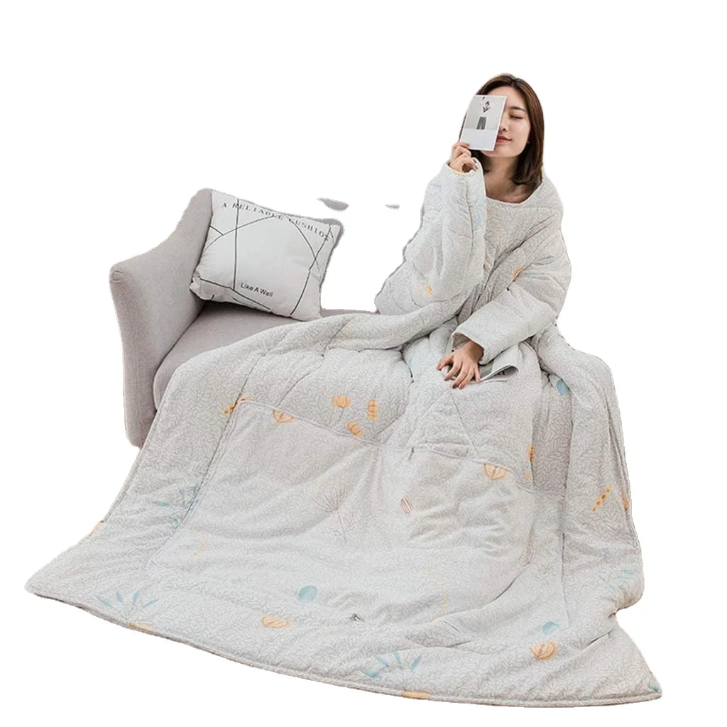 Winter Lazy Quilt with Sleeves Anti-Kick Wearable Comforter for Child Under 45inch Warmest Lazy Sleeved Blanket Machine Washable
