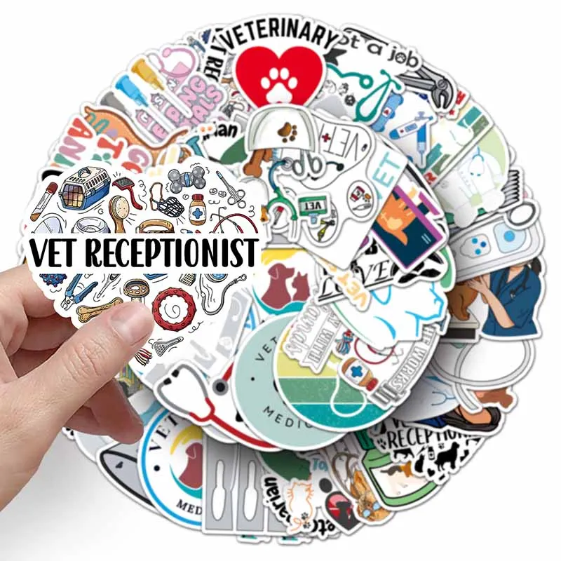 50pcs Hot Sale Cartoon Profession Graffiti Waterproof  Sticker Vinyl Removable Custom Veterinarian Stickers