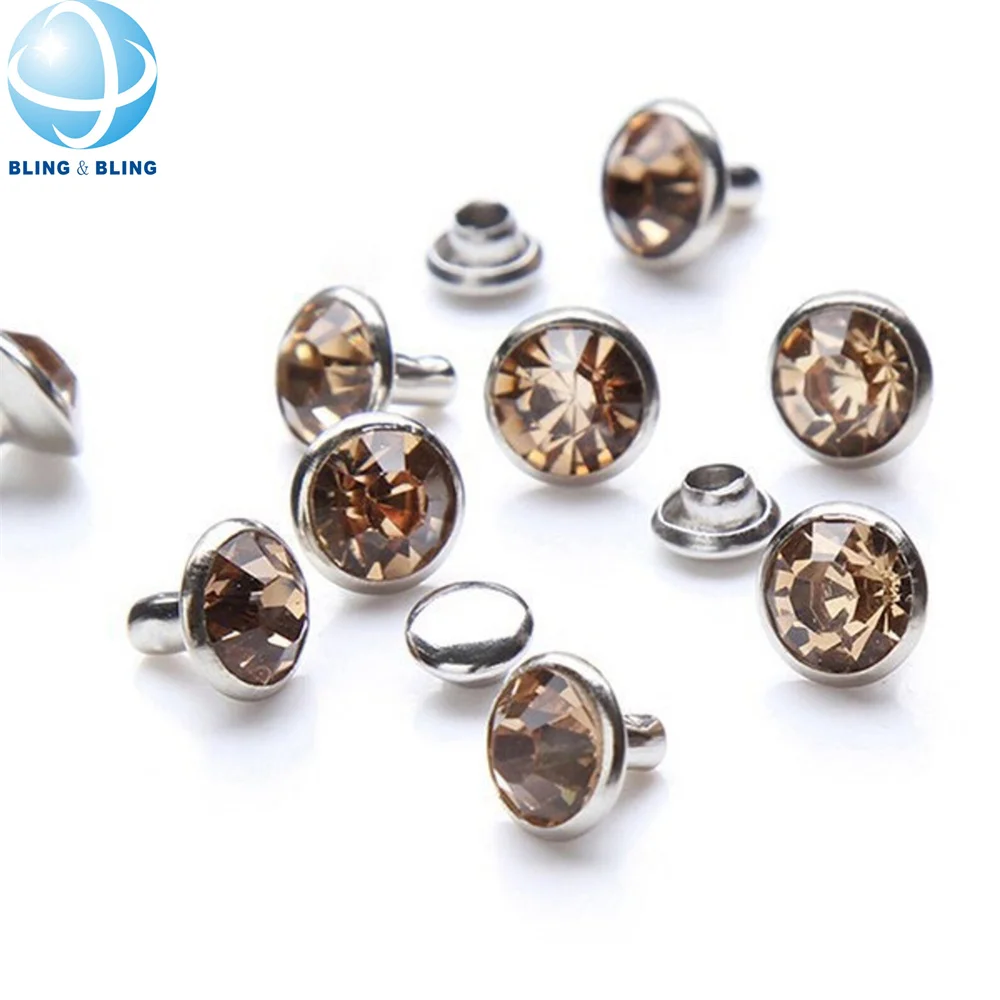 Hot Sell Custom 8mm 10mm 12mm Multi-colored  Crystal Rhinestone Snap Stud Rivets For Leather Crafts Garment Bag DIY Decor