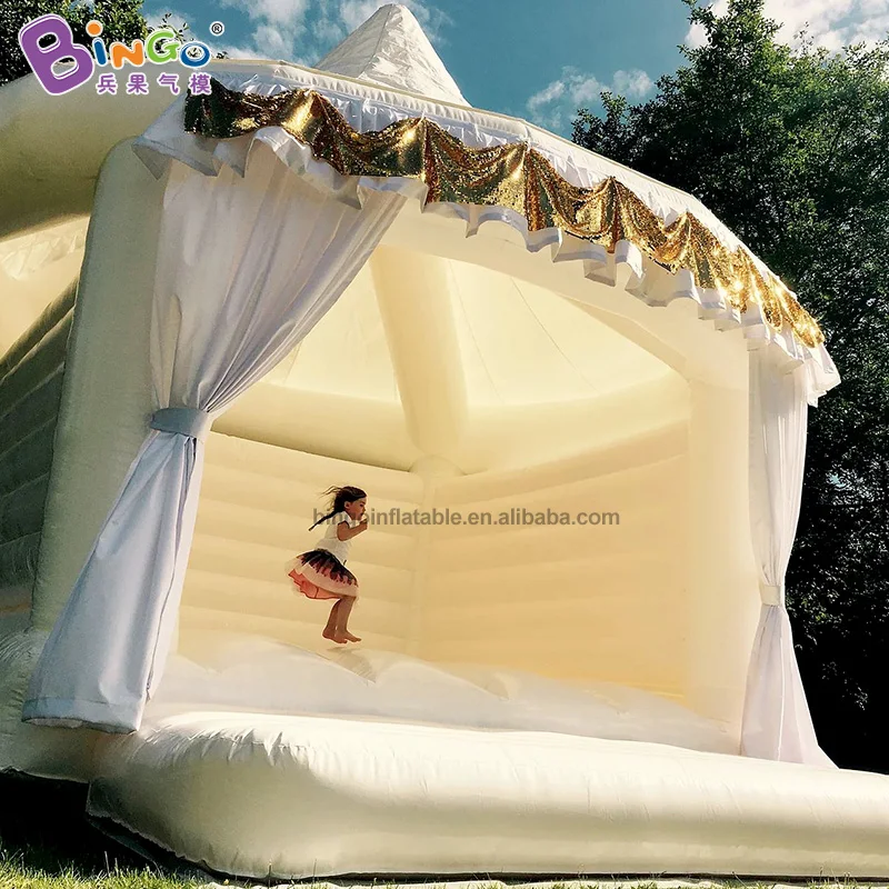 Wedding party decorative trampoline inflatable white bounce house for advertising
